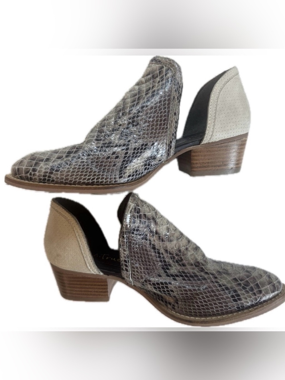 Diba True Shy Town Snakeskin Print Booties 7.5
